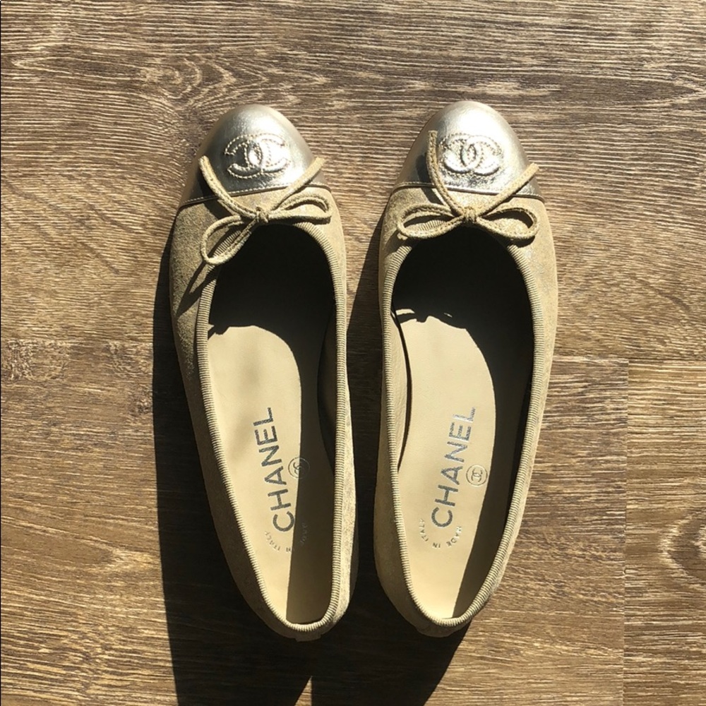 Chanel metallic ballet flats